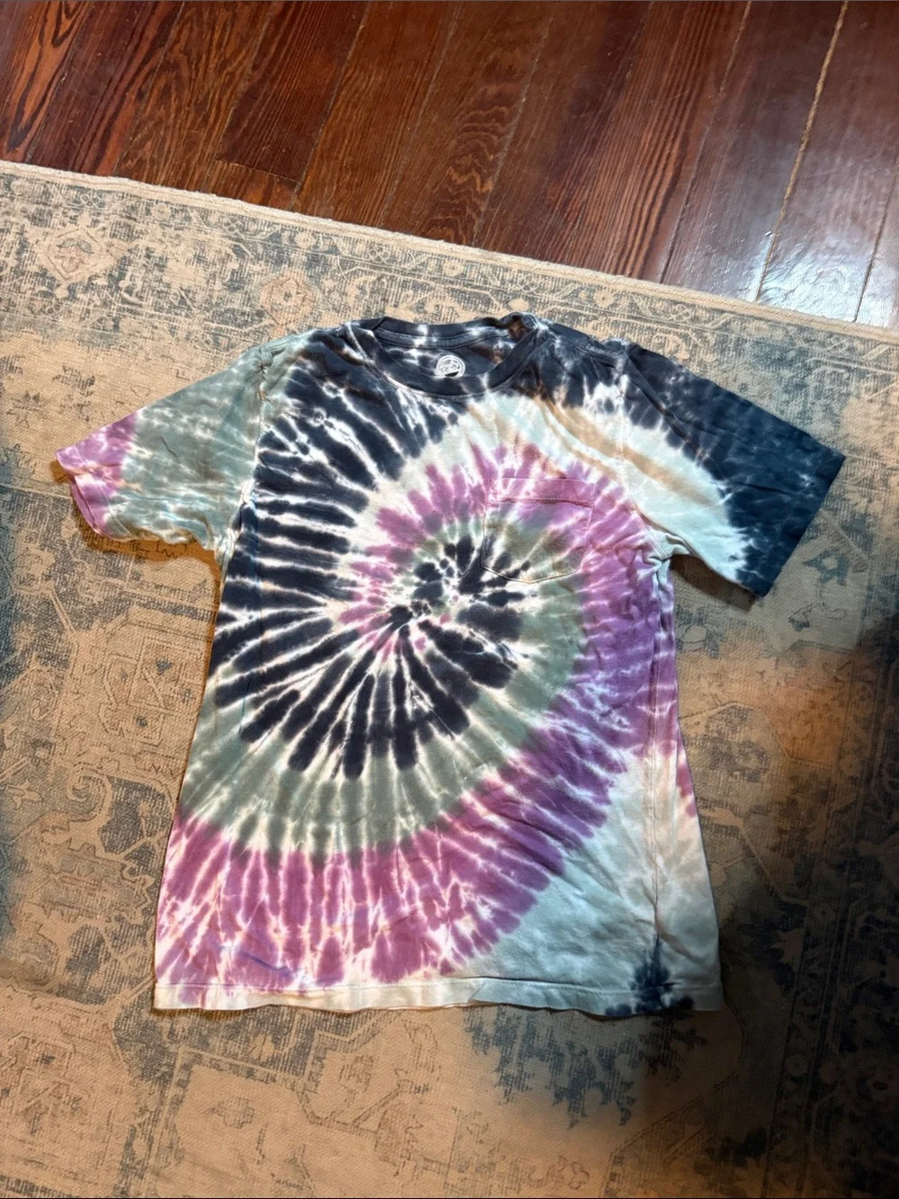 wonder nation Spiral Tie-Dye Tee in Purple, Green & Black